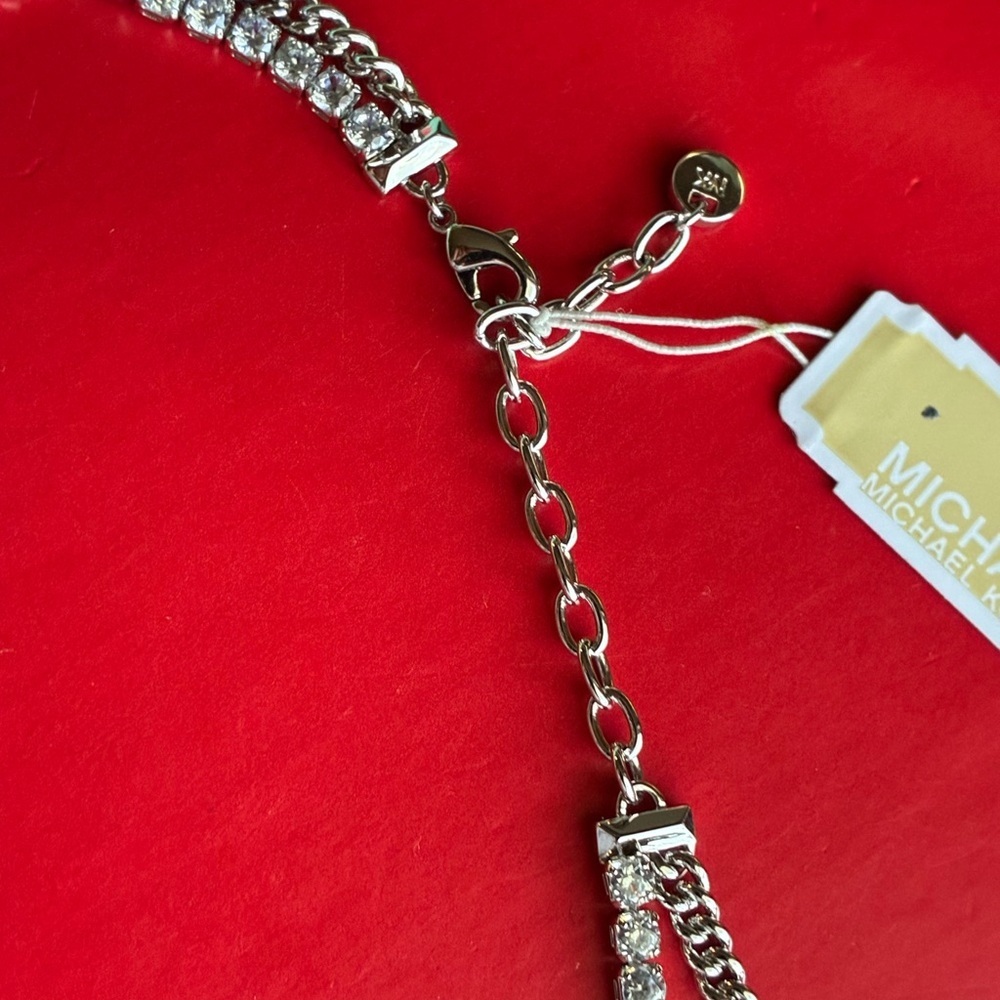 Michael Kors Necklace,Michael Kors Silver and Crystal Necklace - Picture 9 of 11